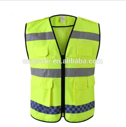 high visibility reflective tape with zipper safety vest