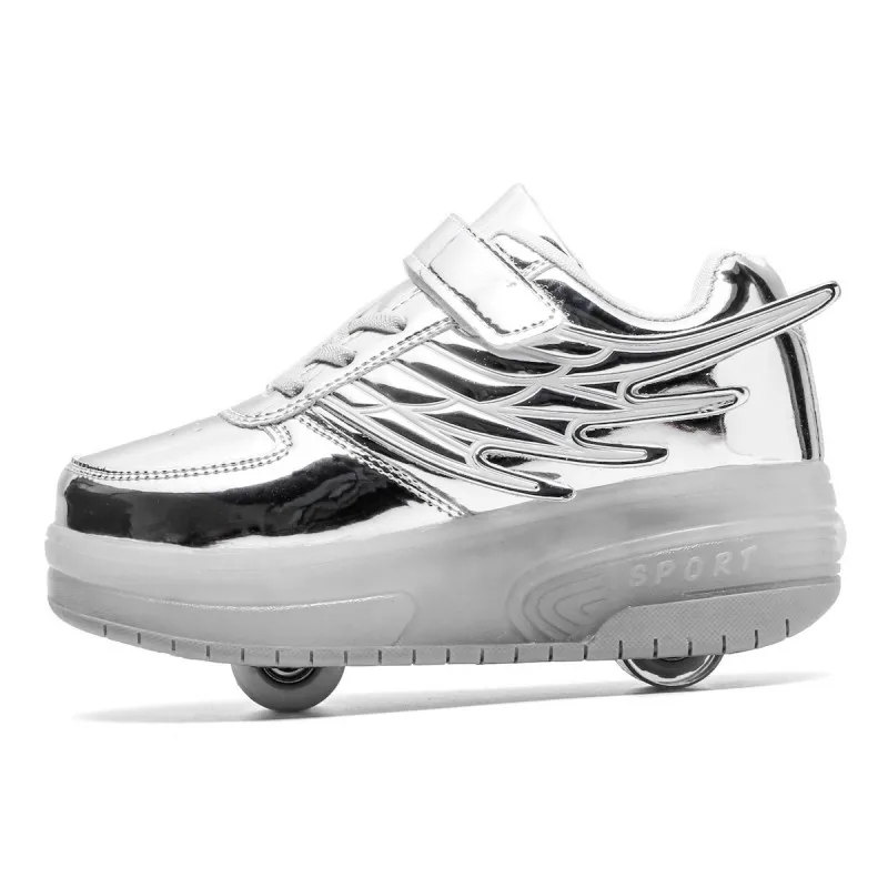 Manufactory High Quality USB Charge Boys Girls Sports Sneakers Colors Lights PU Flashing skates New Cool style Kids Roller Shoes