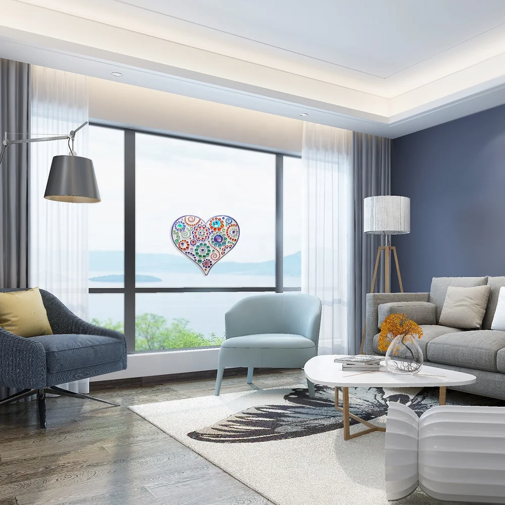 Love Heart Shape Pop Up Embossed Diamond Wall Sticker for Home and Room Decoration