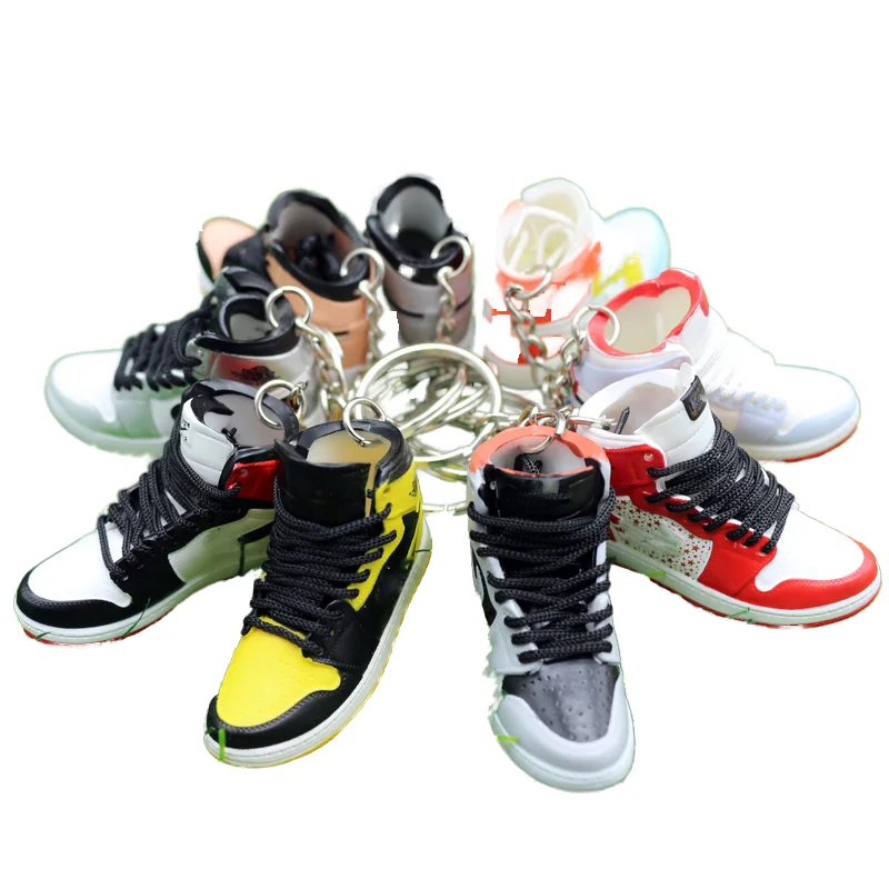 Customized wholesale mini sports shoes soft PVC keychain 3D rubber sneaker shoe keyring gift for collectors