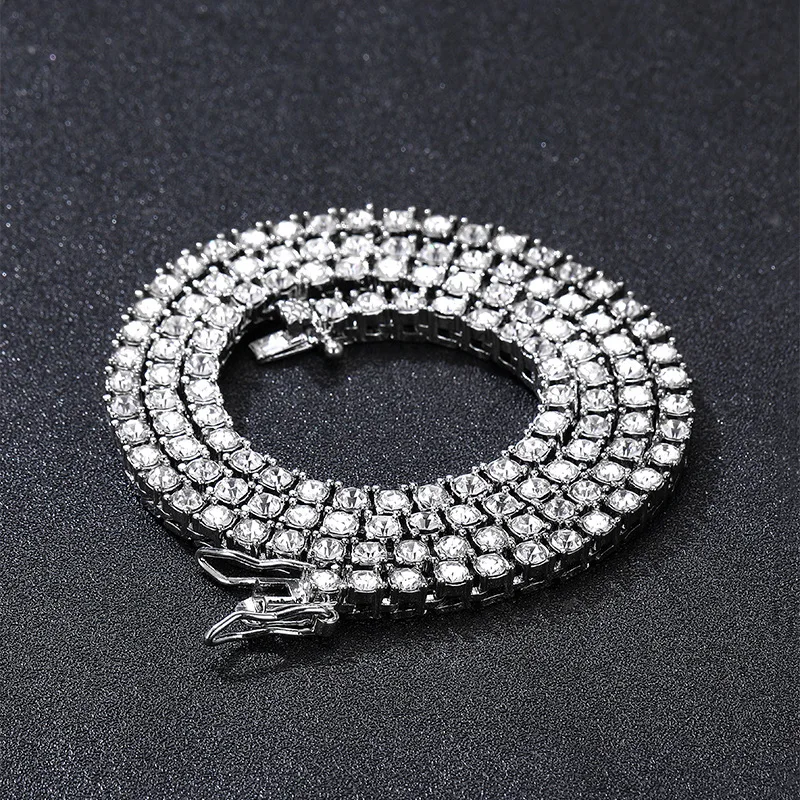 Hiphop Ins Style Tennis Chain Alloy With Diamonds Multi Size 4Mm Hip Hop Jewelry Diamond Cuban Link Chain