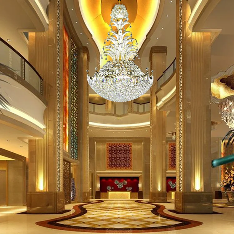 Banquet hall exhibition hall hotel lobby decoration lighting custom made ceiling luxury pendant light large crystal chandelier