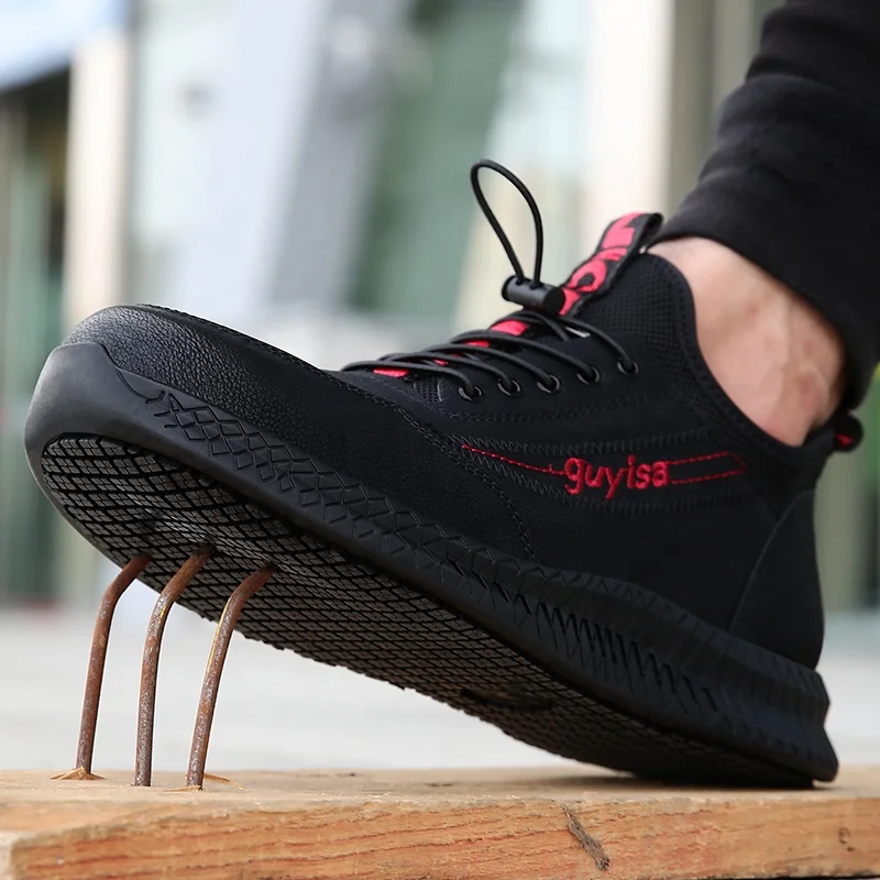 GUYISA 2020 Fast Shipping Winter Cotton Waterproof Leather Steel Toe Anti Slip Work Safety Shoes for Men Women