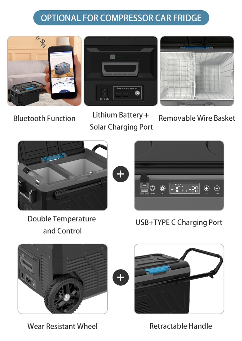 32L Portable 12V/24V DC Micro LED Display USB Outlet Car Home Multi-function Mobile Deep Freezer Compressor Car Fridge