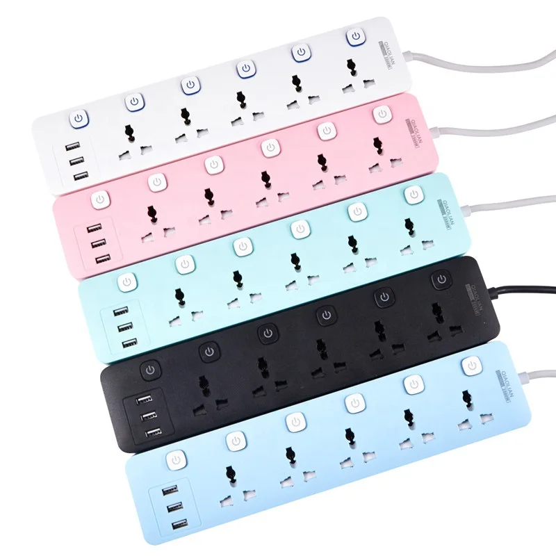 USB 5-bit universal sockets  multi-function home office high-power sockets   2m extension cord wiring board