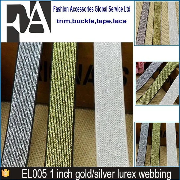 Black Golden Short Skirt Elastic Webbing Ribbon Materials Lurex Elastic Band Tapes 5 cm and 3 cm Wide