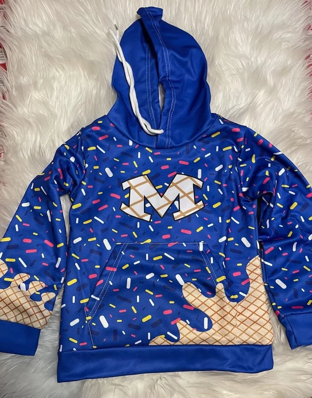 Ice sprinkles Custom  Hoodies  Sublimation Pullover Sweatshirts Heavyweight  Fleeced Hoodies 100% Polyester for Sports