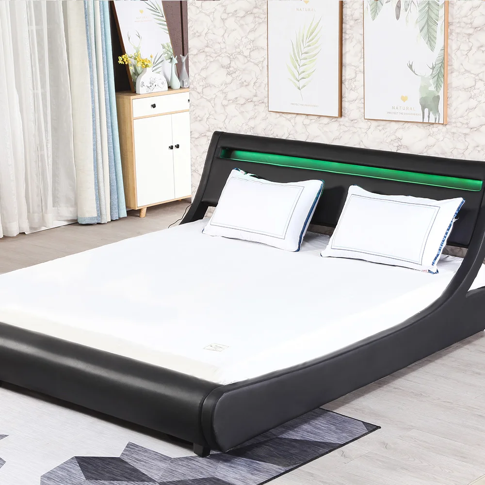 2021 OEM /ODM  Modern Queen Lit Storage Hotel Bedroom Sets Single King Size Double Wood Beds Frame