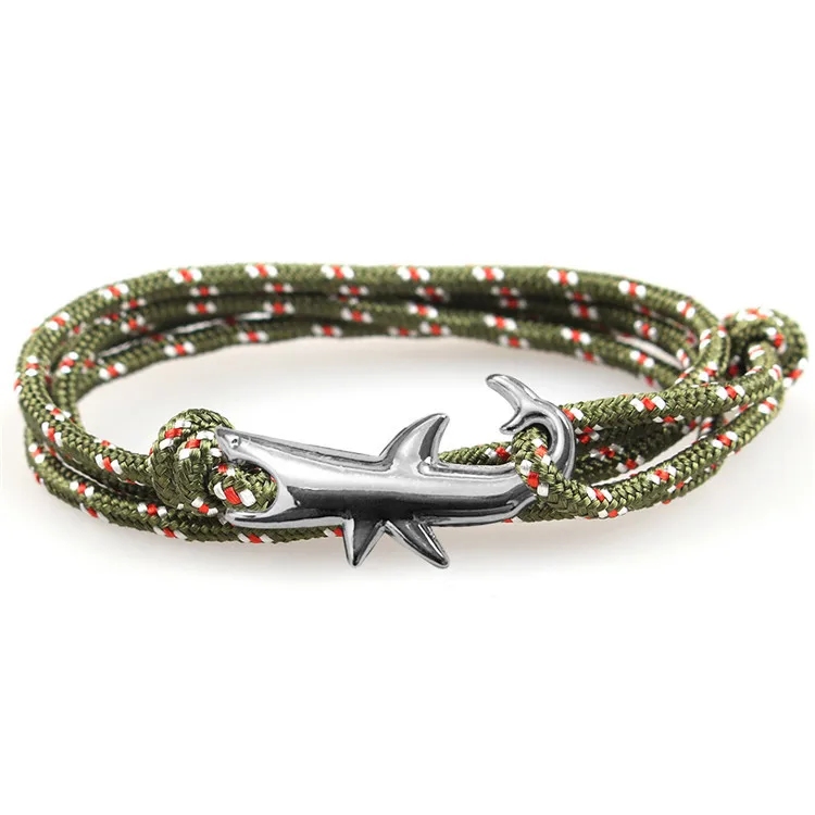 More color Available Adjustable Natural Rope Shark Anchor Bracelet for men women