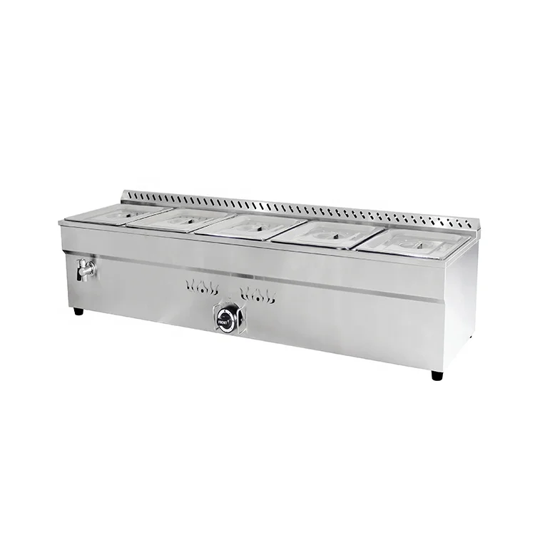 5 Pans Stainless Steel Commercial LPG Table Top Gas Bain