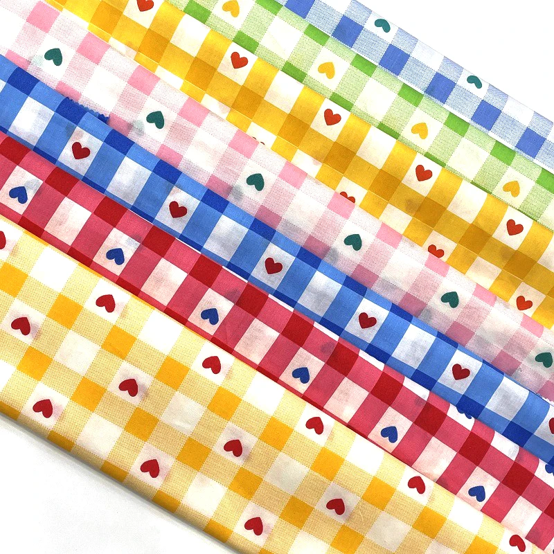 100%cotton printed cotton fabric checkerboard plaid love print fabric Checkerboard Heart Fabric for dress