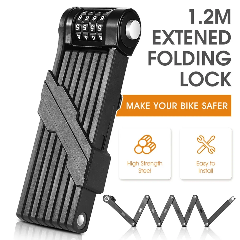 1.2m Portable Bicycle Chain Combination Locks Anti-Theft MTB Bike Folding Locks Security Padlock MTB Accessories