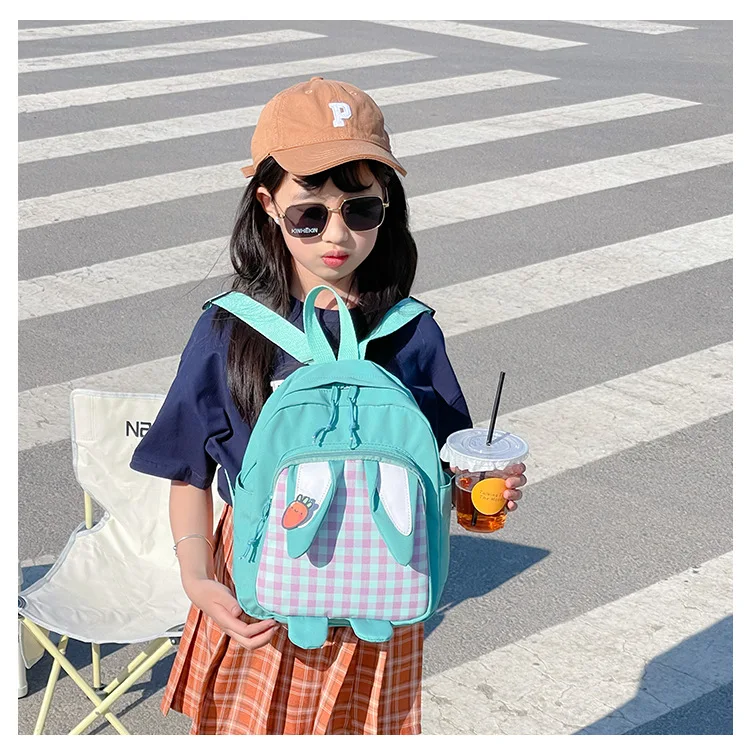 Kindergarten baby wholesale nylon breathable backpack cartoon cute rabbit ears schoolbag backpack