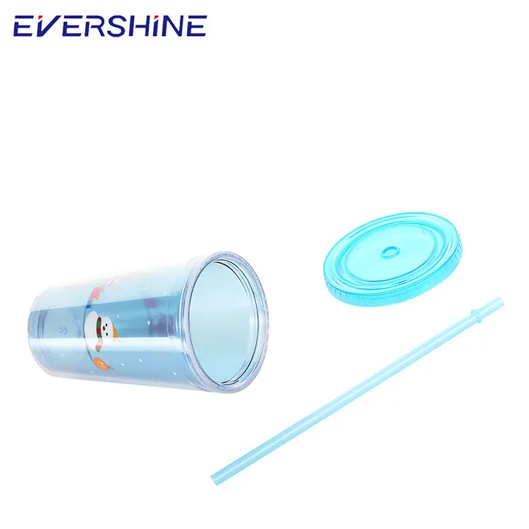 Manufacturer supply promotional 16oz paper insert reusable drinking double wall travel coffee plastic cups with lids