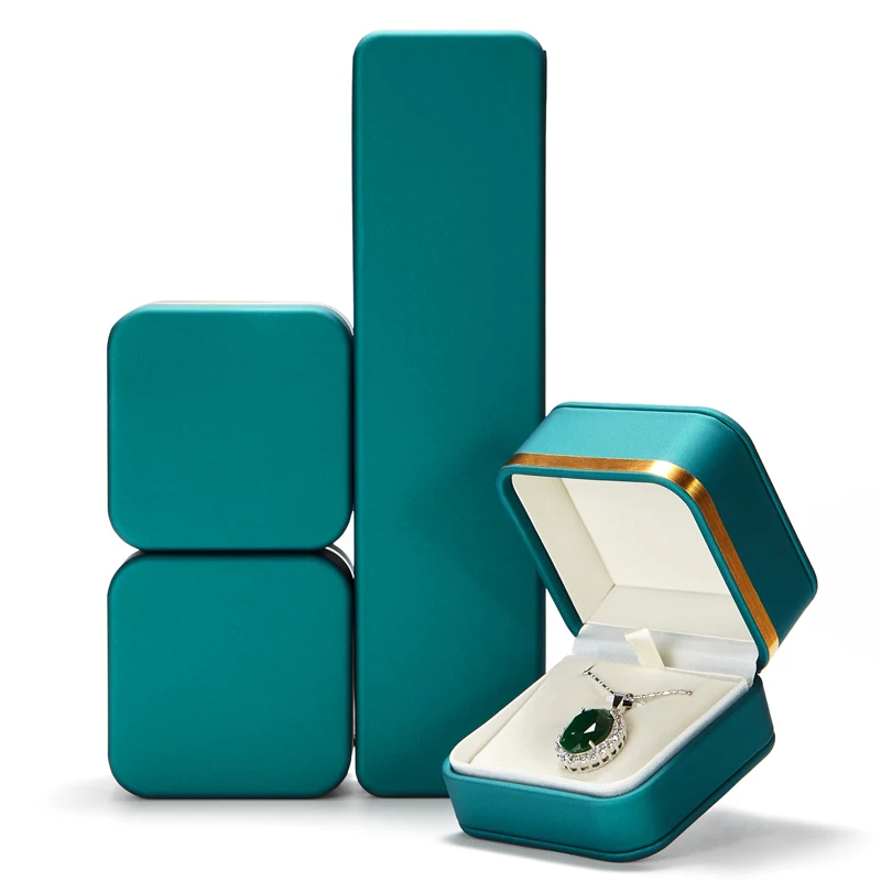 fashion jewelry packaging innovative romantic clamshell trinket plastic PU leather ring box