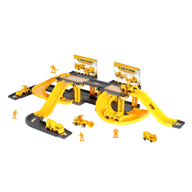 Children puzzle diy engineering car parking lot set toys cars track educational toy