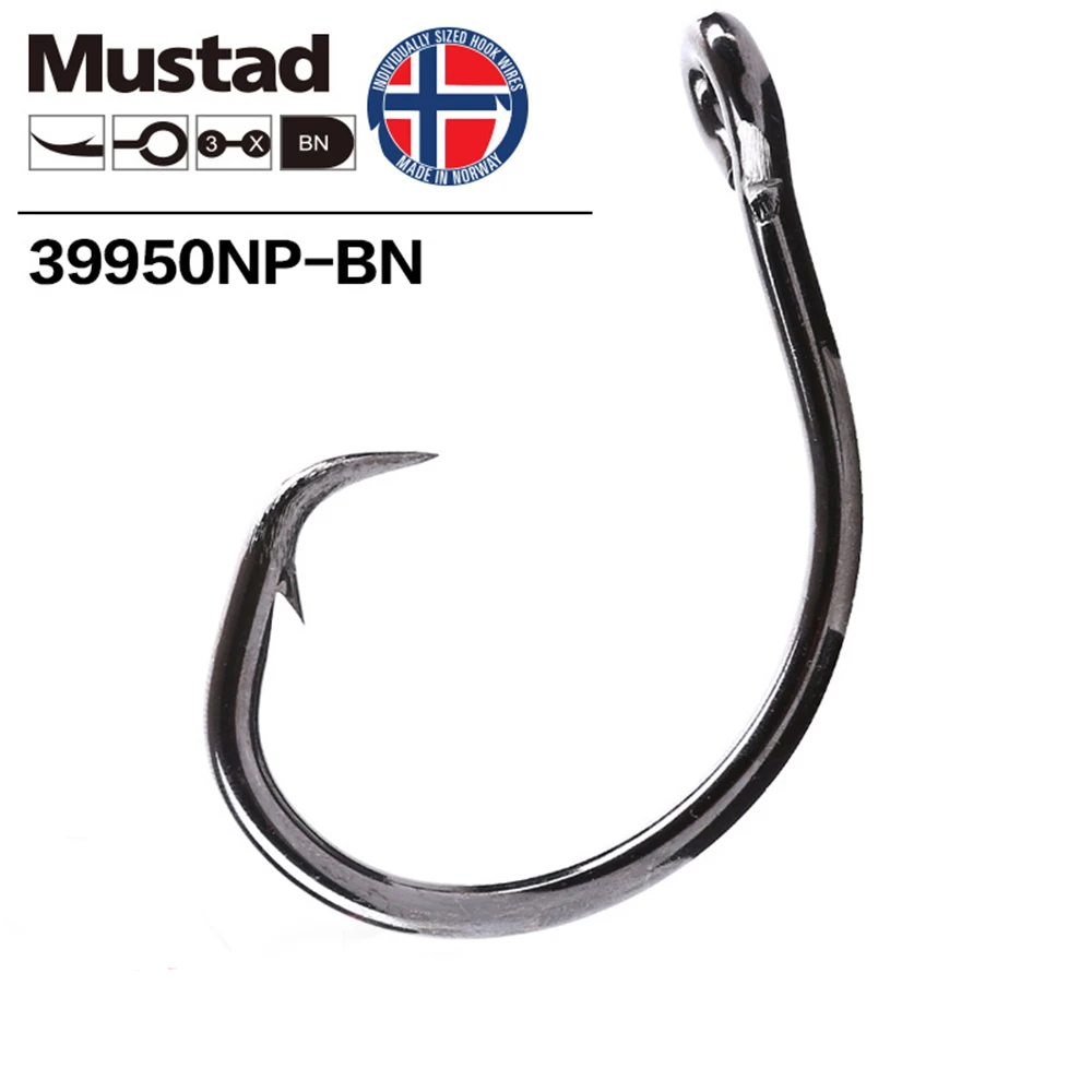 Mustad 100%, оригинальная 4,3 сверхмощная технология MicroSharp, рыболовный крючок Демон-круг, 4/0-14/0 #,39950NP-BN