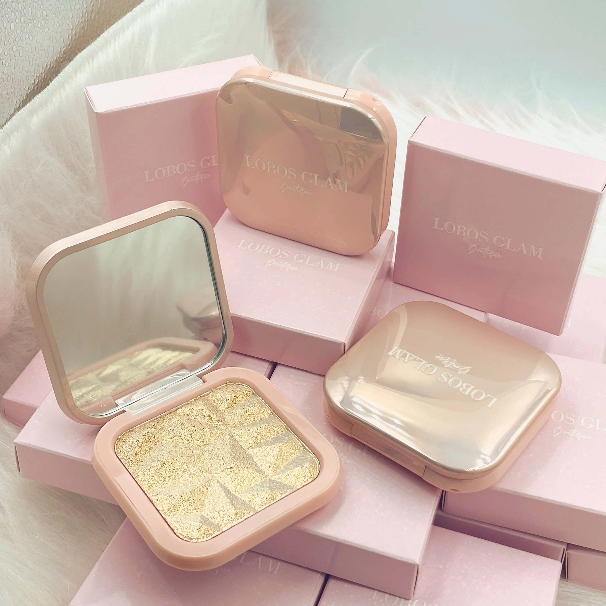 Custom Own Logo Pressed Blusher Cute Shell Glitter Make Up Organic Highlight Blush