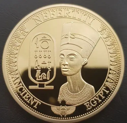 Посеребренная металлическая монета из древнего Египта NEFERTITI