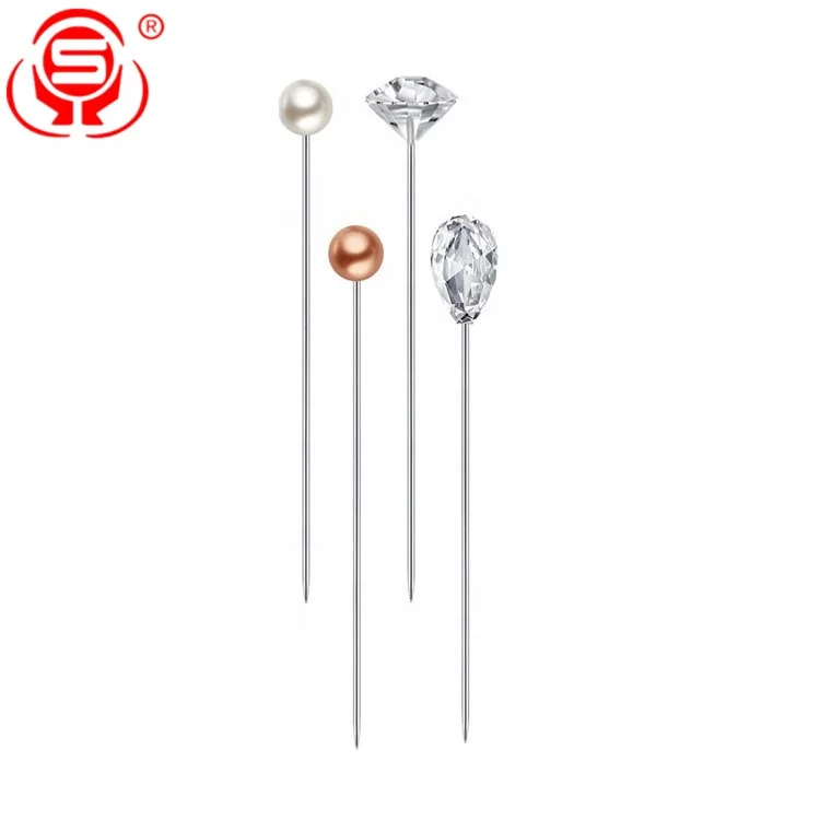 
400 Pieces Pearl Head Pins, Faux Crystal Rhinestone Head Pins Straight Head Floral Pins of 4 styles for Crafts Decoration 