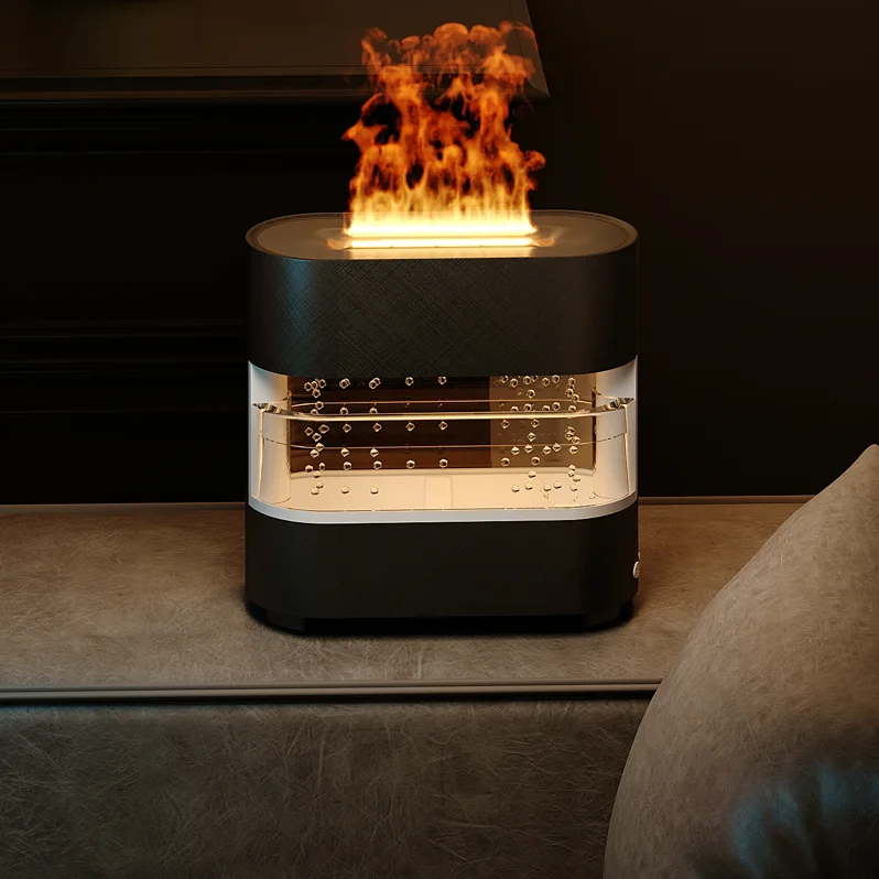 2024 New Invention New Arrival Rain Flame Fire Humidifier Diffuser Colorful Mixed Light Rain Fire Air Humidifier for Gifts Kids