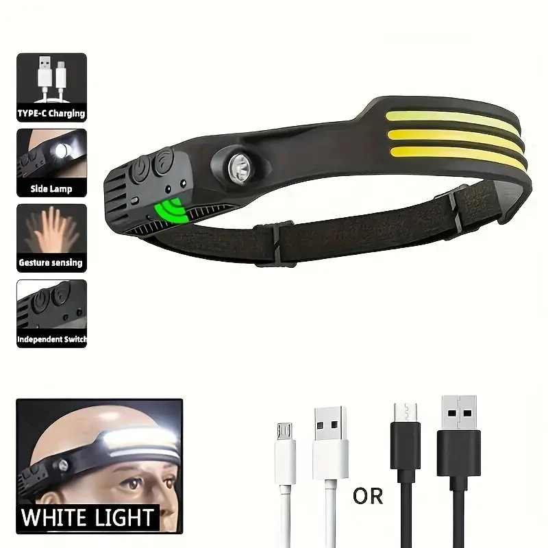 Warwolf Outdoor Camping White Light Rechargeable Silicone Induction Headlamp LED Headlights