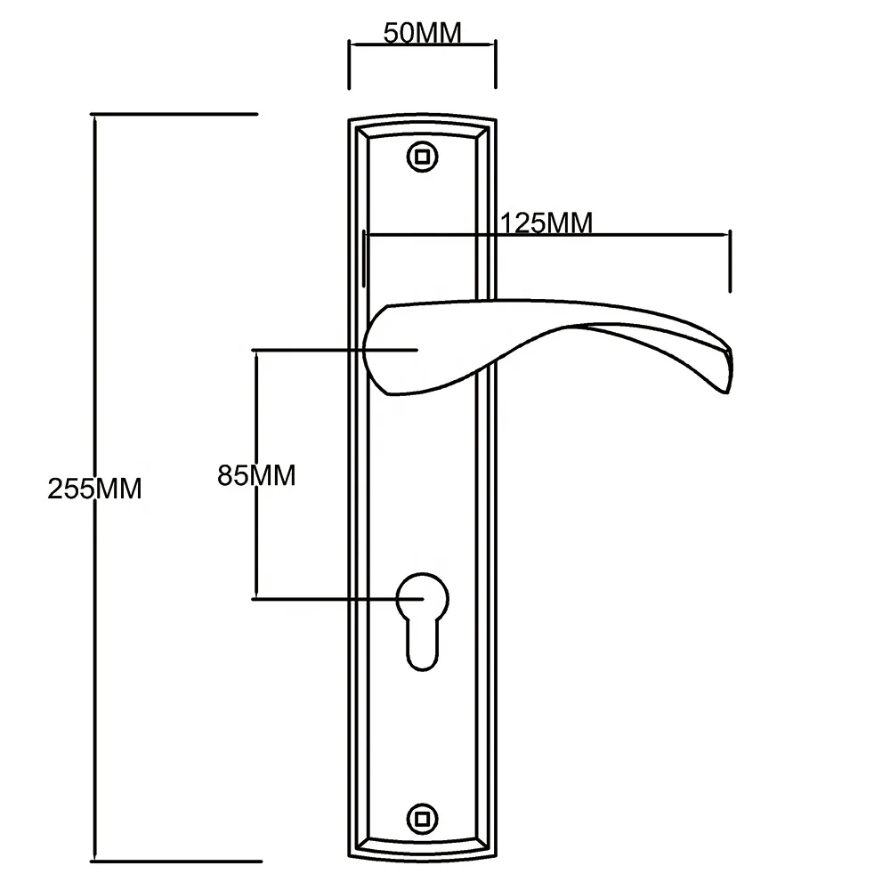 European style panel lock,Factory direct price hardware handles,Antique Brass lever door handle on plate