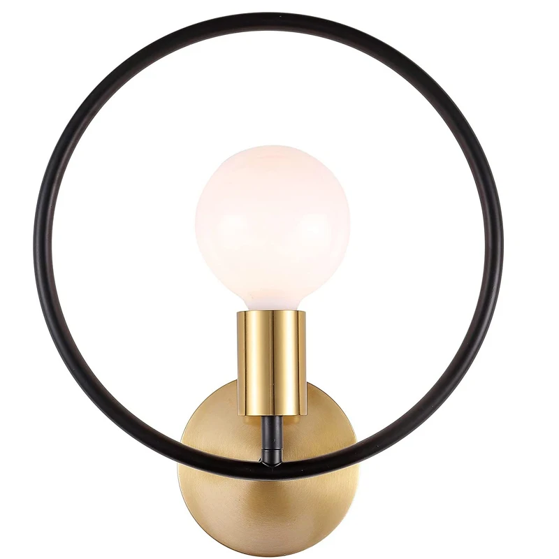 Промышленный золотой черный круглый настенный светильник для ванной