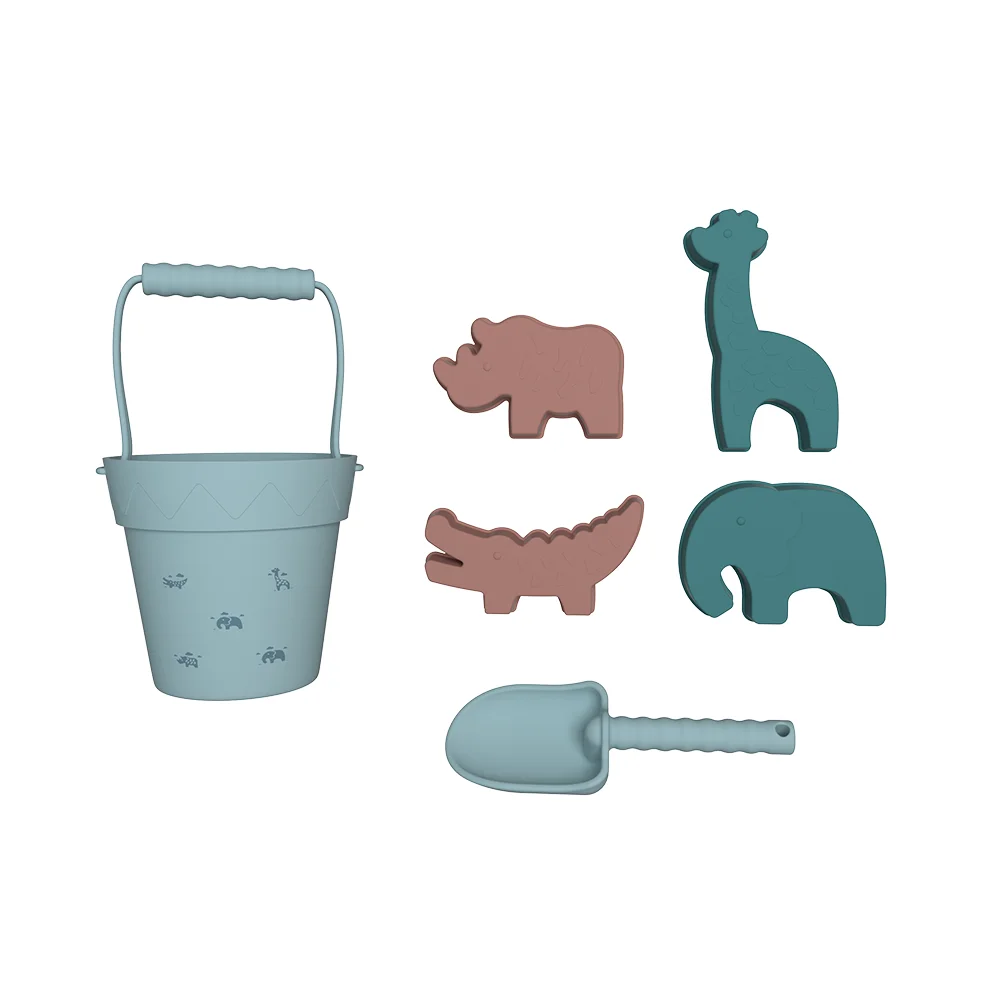 Silicone Sand Bucket Toys 6pcs/set Creative Beach Toys Beach Games Children kid Silicone eco friendly beach toys