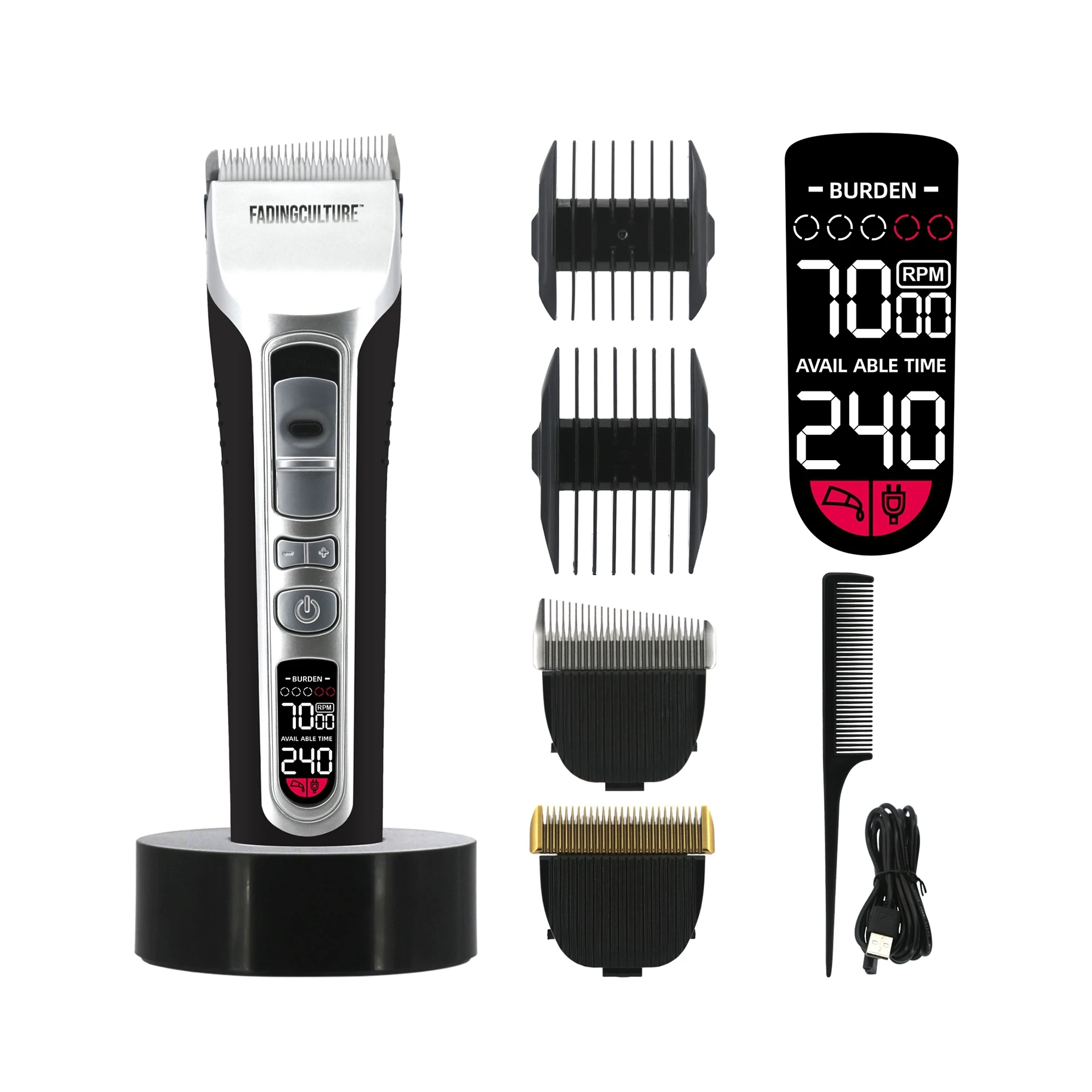 Custom Professional Hair Clippers Vector Motor Foil Shaver Hair Trimmer Cordless Fading Hair Clippers