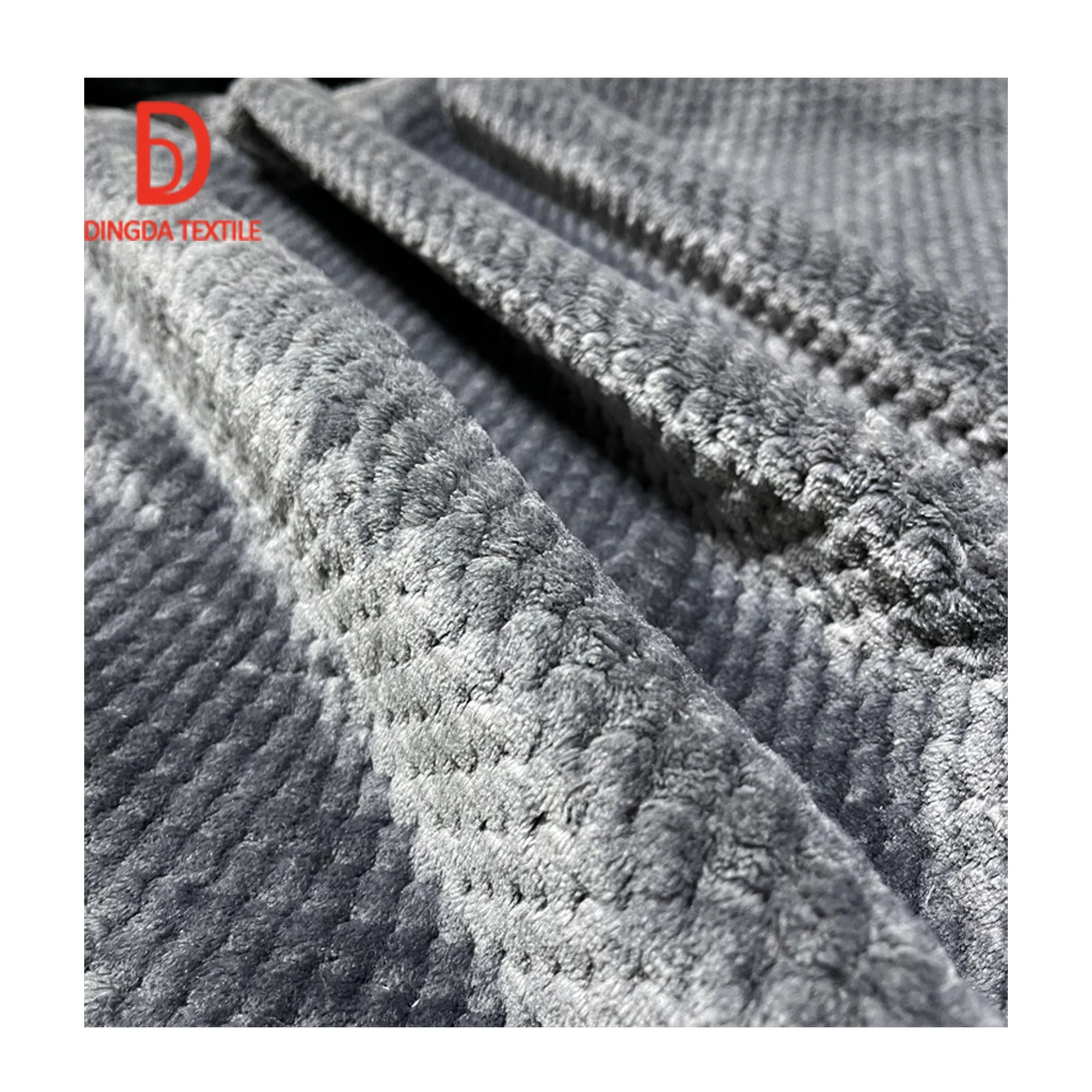 Dingda direct sales pineapple lattice breathable compound flannel baby blanket fabric 100% polyester sofa fabric