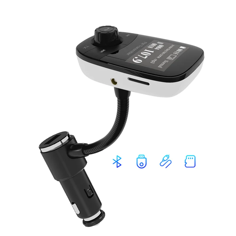 New Arrival 1.44 inch LED Display Wireless Handsfree Dual USB Phone Charger Wireless Music Player Car FM Transmitter