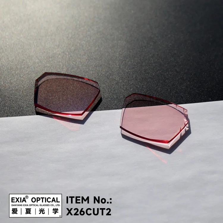 EXIA X26CUT2 Photochromic Pink MR-8 1.61 Rimless Cutting Lenses HMC Anti-Reflective Coatings Green HMC