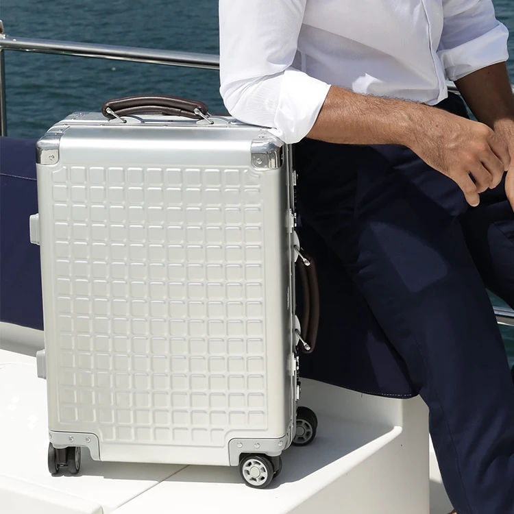 High Quality Heavy Duty Metal Carry On Trolley Durable Aluminium Hardshell Spinner Rolling Travel Frame Luggage Suitcase