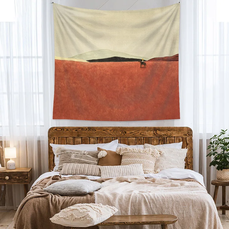 Boho Geometric Minimalist Line Abstract Landscape Tapestry Modern Rectangular Rug