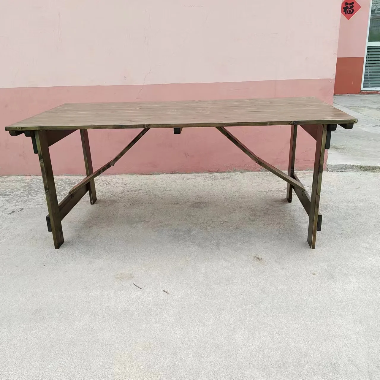 UK style Simple design Solid wood  FarmHouse Table with Foldable legs