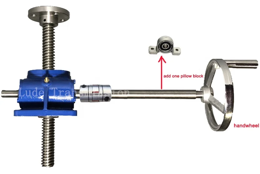 Hand crank table lift mechanism screw jack with flange