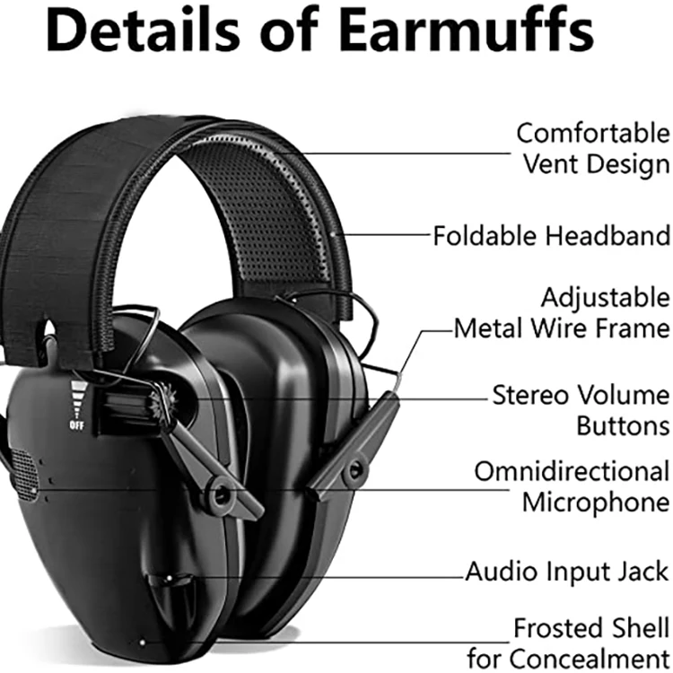 Compression Noise Cancelling Protection Headset Tactical Hearing Safety Ear Muffs Electronic Shooting Earmuffs