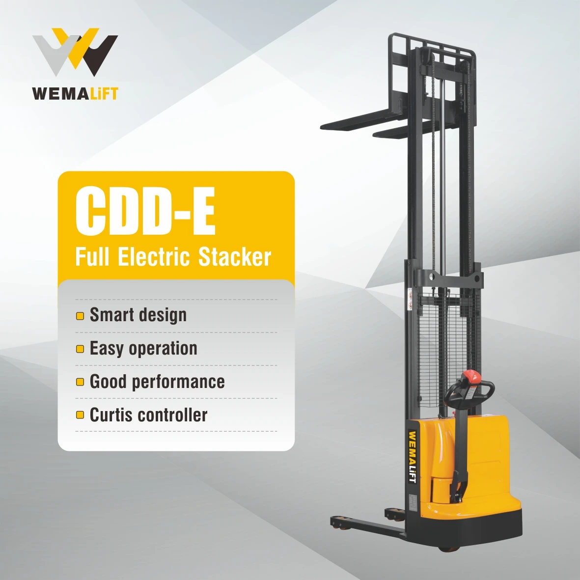 CDDE 1500kg economic battery electric lift stacker 3000mm lift forklift