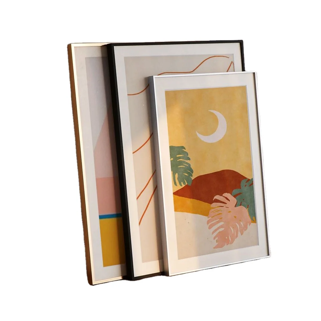 Amazon Top Sale Living Room Decor  A4 Size Golden Aluminum Metal Photo Fram for Home Hotel Office