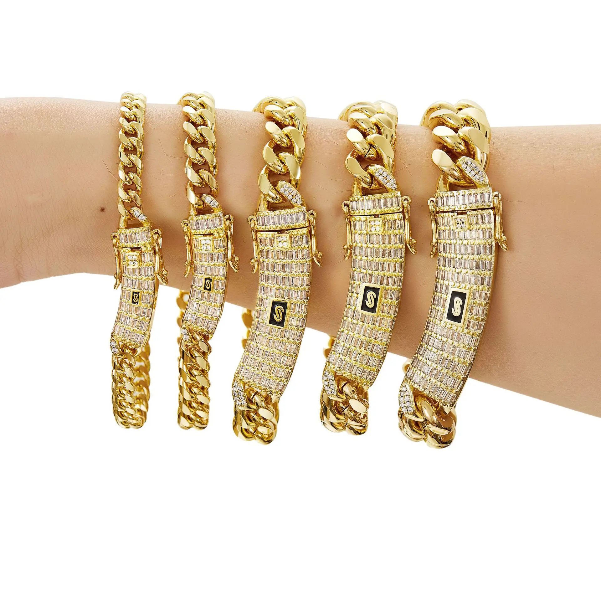 14k 18k Gold Plated 6mm/8mm/10mm/12mm/14mm Stainless steel Monaco Miami Cuban Link Chain Necklace Hiphop Monaco Chain Jewelry