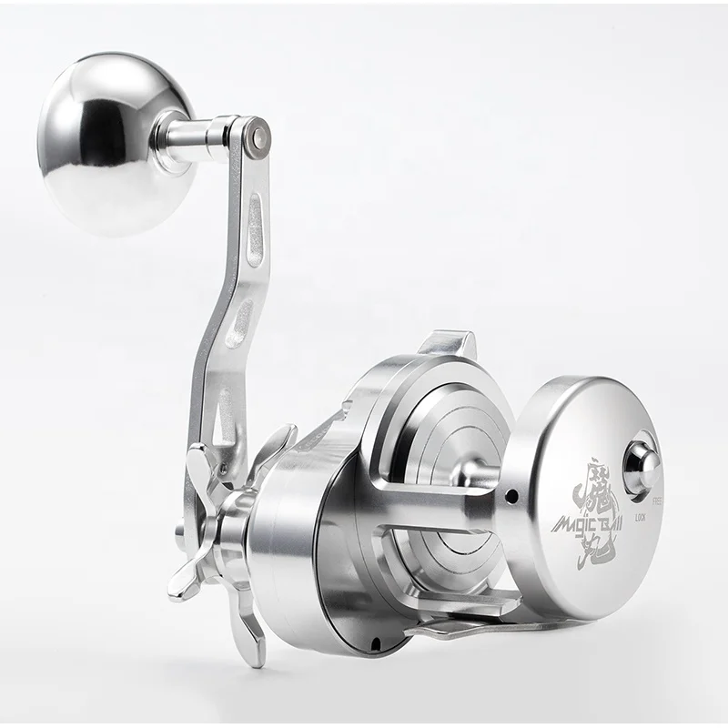 ECOODA EMB 1500 silver Slow Pitch Jigging Reel Speed8+1 BB  Full Metal Sea Water Boat Trolling Reel 15KG Drag Power fishing reel