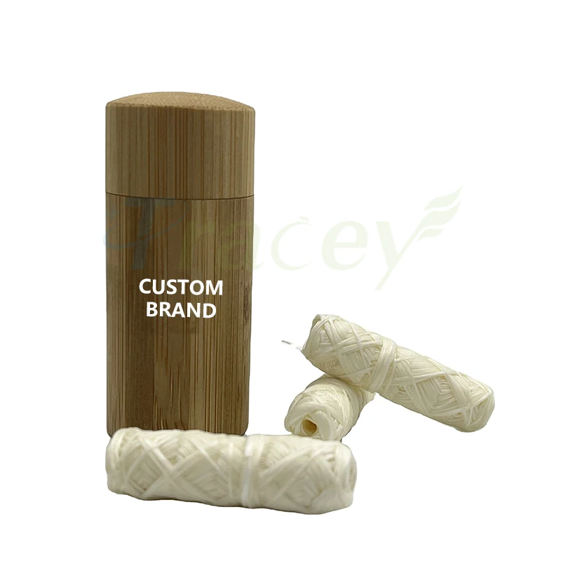 Biodegradable Dental Floss Bamboo Charcoal Infused Mint Dental Floss Pick with Glass Jar