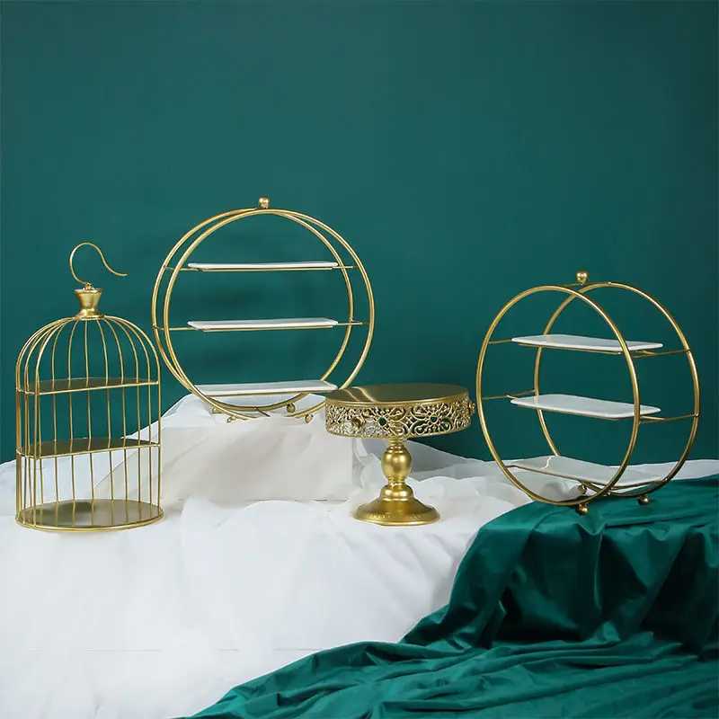 Gold cake stands for wedding cakes festive& party supplies presentation gateau stitching colors dessert display set stand