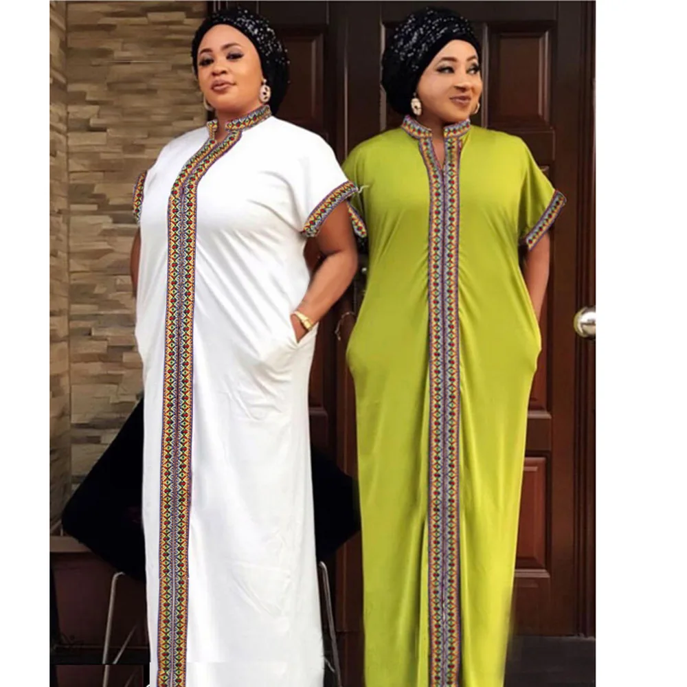 
2021 Polyester Knitting African Dress Women Silk Casual African Long dress robe 