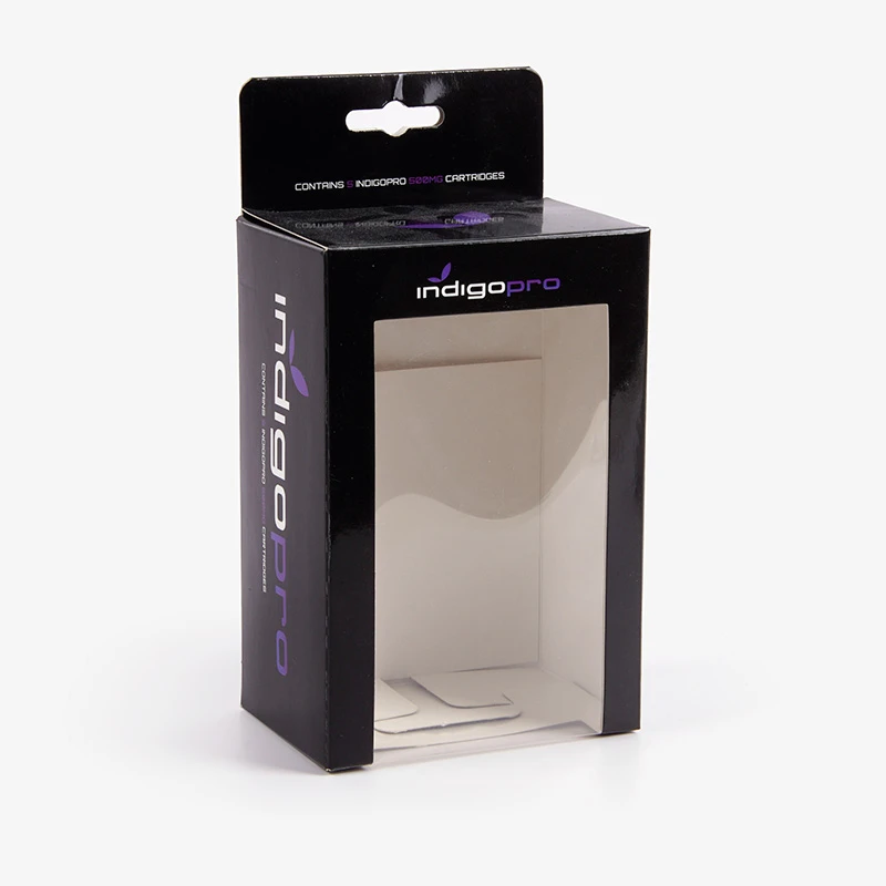 Recycle Material C1S Box Custom Logo Printed With Hanging Hole Paper Cardboard Boxes With Clear Transparent Display Window