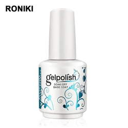 Оптовая продажа бесплатный образец УФ гель-лака RONIKI для ногтей легкое Отмачивание Базовое покрытие светодиодная лампа 30s УФ-лампа 1 мин замачивание 15 мл 30-35 дней 55