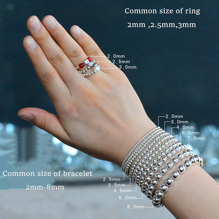 GP round spacer beads S925 silver gold plated 2mm-6mm balls Round beads seamless permanent jewelry chains making wholesale