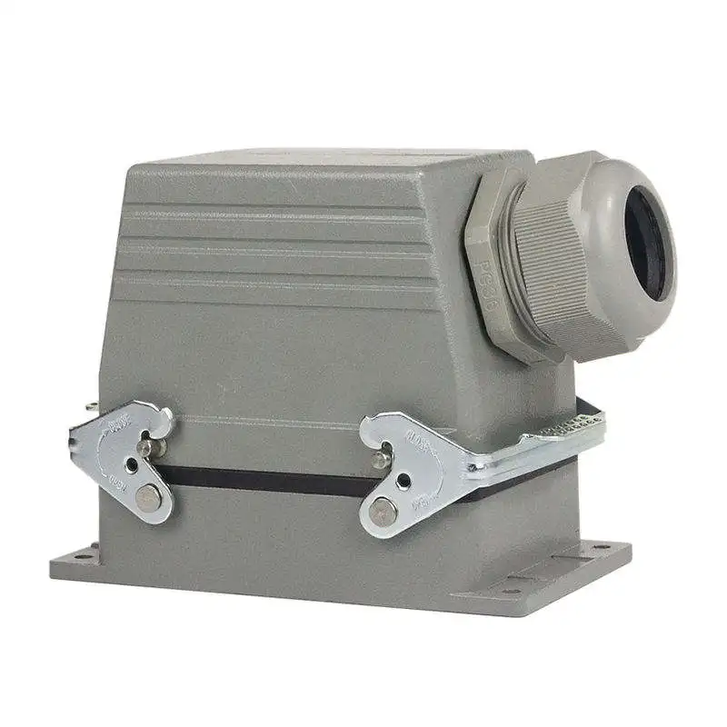 WZUMER HD-128 Industrial Side Entry Double Buckle Heavy Duty Connector With Plastic Cable Gland