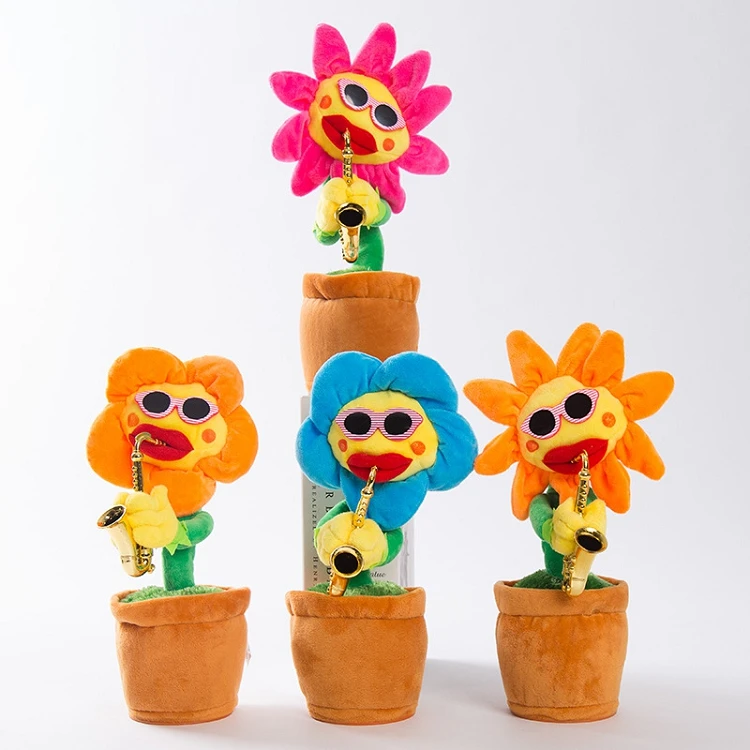 
Hot sale Toys Singing and Dancing Flowers Sunflowers Saxophone Plush music Toys boy or girl 